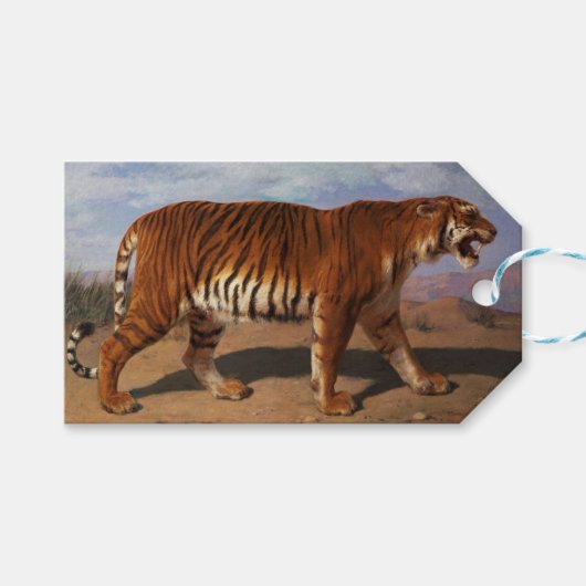 野生の虎が獲物をストーカーする(Rosa Bonheur) ギフトタグ (正面(横))