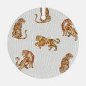 野生の虎：水彩動物のパターン。 ガラスオーナメント (裏面)