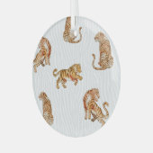 野生の虎：水彩動物のパターン。 ガラスオーナメント (正面左)