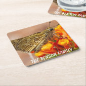 野生の蛾を閉じる スクエアペーパーコースター (アングル)