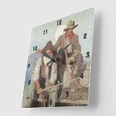 野生の西のテーマステージのコーチのカウボーイの時計 スクエア壁時計 (傾斜)