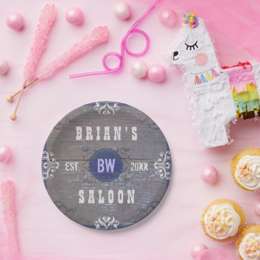 野生の西の大広間のパーティーの素朴なヴィンテージ木カスタム ペーパープレート (パーティー)