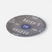 野生の西の大広間のパーティーの素朴なヴィンテージ木カスタム ペーパープレート (アングル)