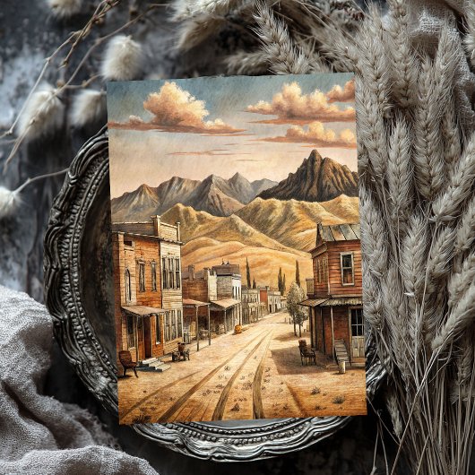 野生の西の草原の西部の小さな町 薄葉紙