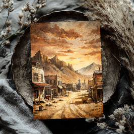 野生の西の草原の西部の小さな町 薄葉紙