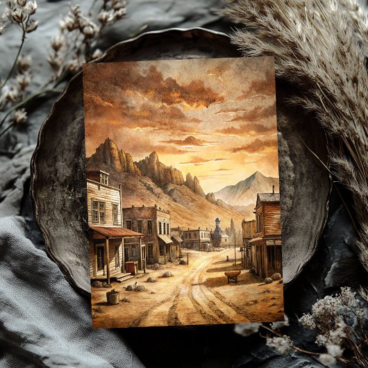 野生の西の草原の西部の小さな町 薄葉紙