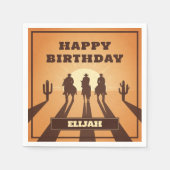 野生の西カウボーイの夕日 スタンダードカクテルナプキン (正面)