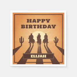 野生の西カウボーイの夕日 スタンダードカクテルナプキン