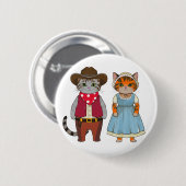 野生の西、歴史的な西部の猫 缶バッジ (正面&裏面)