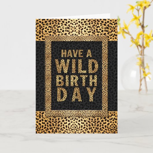 野生の誕生日チーターアニマルプリントを持つ カード (黄色い花)