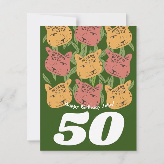 野生の誕生日ヒョウ猫ジャングルカード (正面)