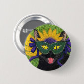 野生の謝肉祭猫のパーティーのニュー・オーリンズのマスクの芸術しかし 缶バッジ (正面&裏面)