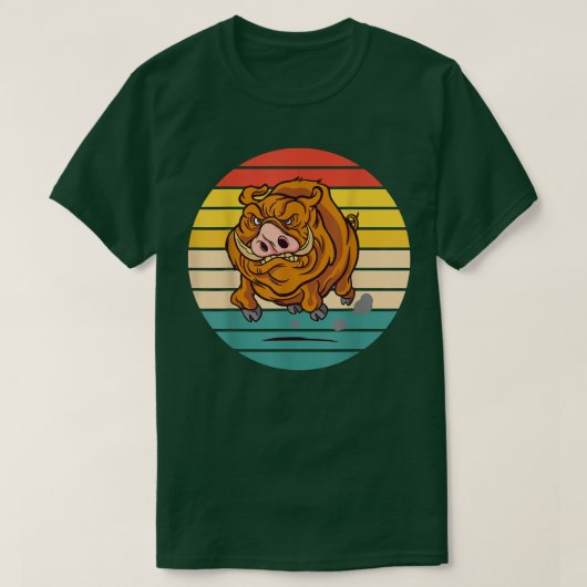 野生の豚のイノシシ Tシャツ (デザイン正面)