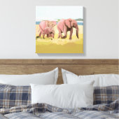 野生の象の家族 キャンバスプリント (インサイチュ (寝室))