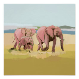 野生の象の家族 ポスター