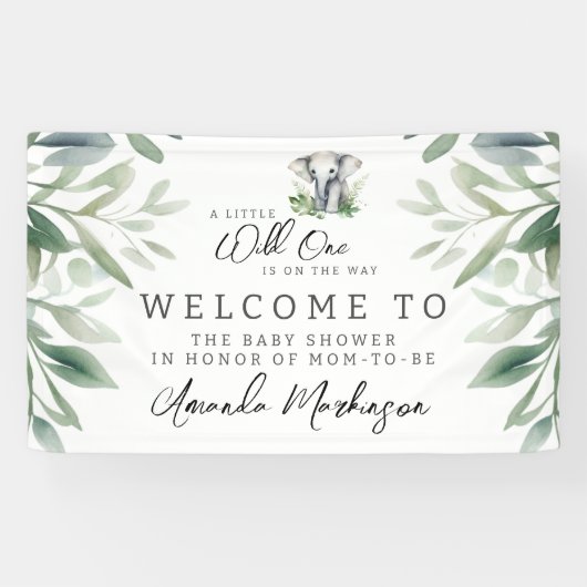 野生の象の赤ちゃんシャワーへようこそ 横断幕 (横)