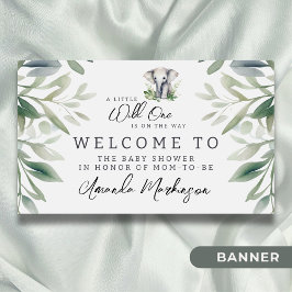 野生の象の赤ちゃんシャワーへようこそ 横断幕