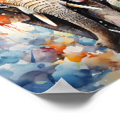 野生の象ユニークの水彩動物アート ポスター (角)