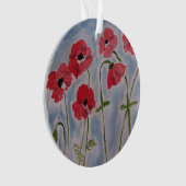野生の赤いケシのアクリル装飾 オーナメント (正面)