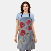 野生の赤いケシのエプロン エプロン (着用した状態)