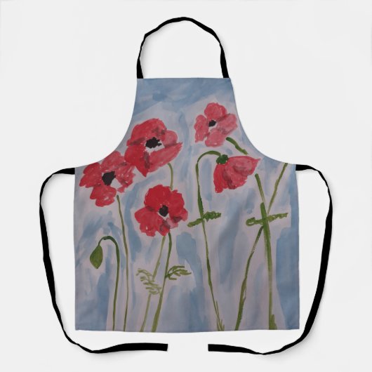 野生の赤いケシのエプロン エプロン (正面)