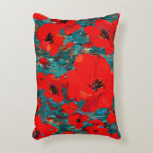 野生の赤いケシの山花 アクセントクッション (正面(垂直))