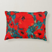 野生の赤いケシの山花 アクセントクッション (裏面)