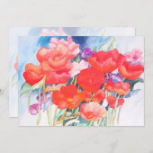 野生の赤いケシの水色 招待状 (正面/裏面)