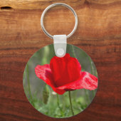 野生の赤いケシの花 キーホルダー (正面)