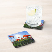 野生の赤いケシの花 コースター (右側)