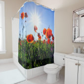 野生の赤いケシの花 シャワーカーテン (インサイチュ)