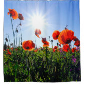 野生の赤いケシの花 シャワーカーテン (正面)