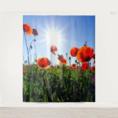 野生の赤いケシの花 タペストリー (正面)