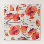 野生の赤いケシ、水の色パターン ジグソーパズル (横)