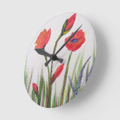 野生の赤いポピー時計 ラウンド壁時計 (傾斜)