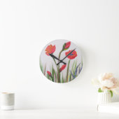 野生の赤いポピー時計 ラウンド壁時計 (ホーム)