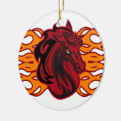 野生の赤いムスタングの馬 セラミックオーナメント (左)