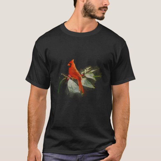 野生の赤い（鳥）ショウジョウコウカンチョウ Tシャツ (正面)