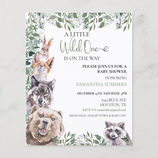 野生の赤ちゃんシャワー森林動物 (正面)