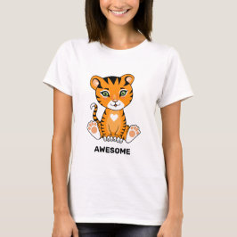 野生の赤ちゃんトラの動物のキャラクター Tシャツ