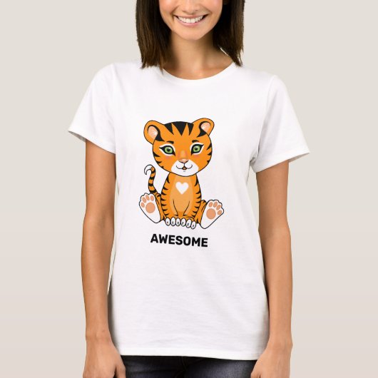 野生の赤ちゃんトラの動物のキャラクター Tシャツ (正面)