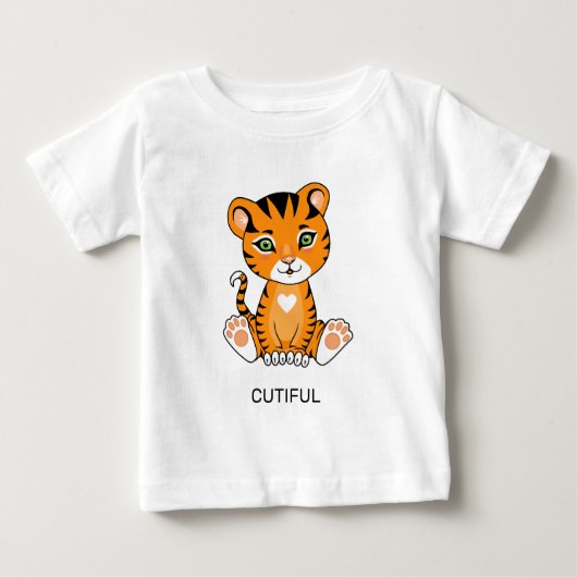 野生の赤ちゃんトラの動物のキャラクターTシャツ ベビーTシャツ (正面)