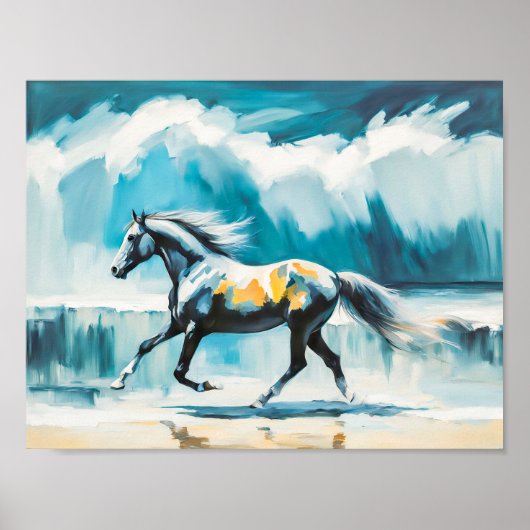 野生の走馬の海岸沿い ポスター (正面)