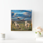 野生の走馬 スクエア壁時計 (ホーム)