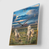 野生の走馬 スクエア壁時計 (傾斜)