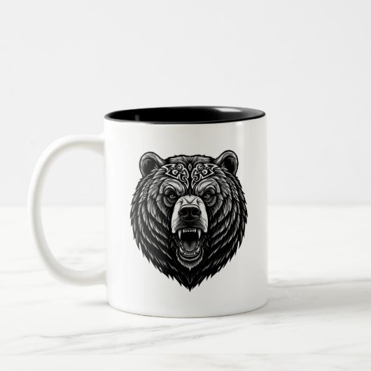 野生の遺産：あなたの毎日Jのためのケルトのクマポートレート ツートーンマグカップ (左)