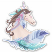 野生の部族の水の色ユニコーンウマ&フェザー シール (正面)