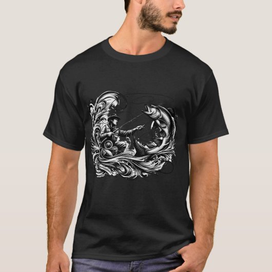 野生の釣りフック キャッチの芸術 Tシャツ (正面)