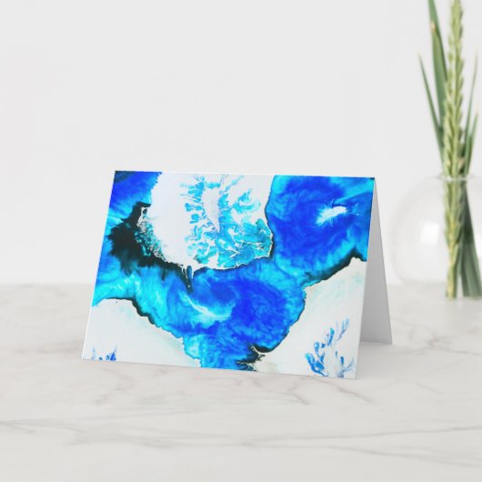 野生の銀および青抽象的なアルコールインク絵画 カード (正面)