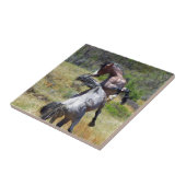 野生の雄馬が闘うセオドア・ルーズベルト国立公園 タイル (側面)
